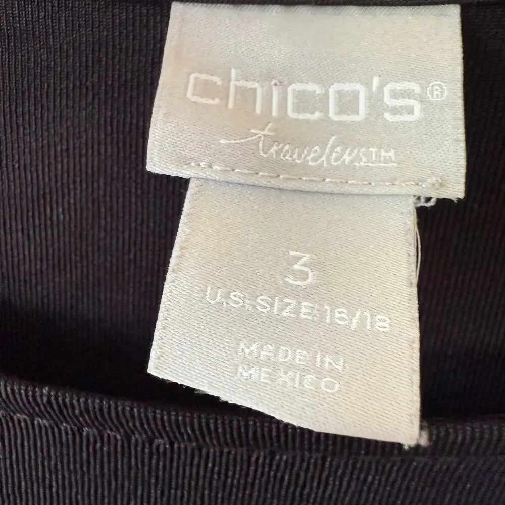 Chico's Travelers black 3/4 sleeves relaxed flowing A-line Size XL - Picture 3 of 7